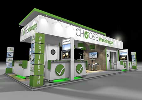 An artist's rendering of the 2017 Washington State Paris Air Show pavilion