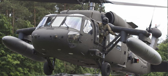 Army helicopter coming in for a landing