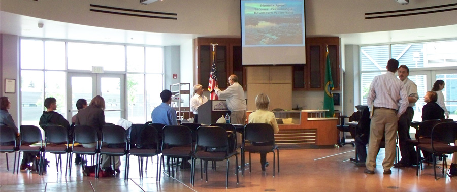 Community members attending a meeting