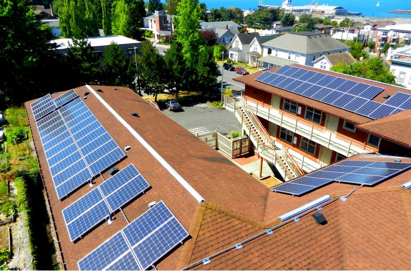 Residential apartments with solar panels