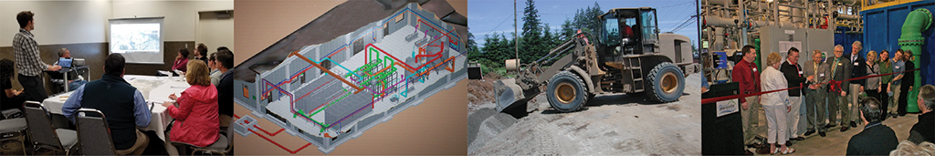 Series of images showing a project from planning to completion