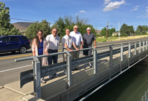 Senator Honeyford visits the site of Terrace Heights Sewer District's completed PWB Emergency Loan project. From left to right: Gray & Osborne Engineer Nancy Wetch, Commissioner Frank Sliger, Commissioner Robert Linker, Senator Honeyford, and Commissioner Harold Sliger.