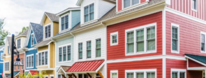 Residential buildings in a row