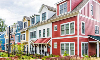 Row of homes in neighborhood