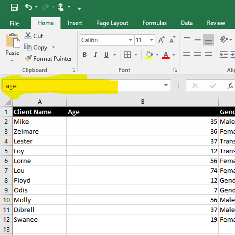 Named ranges in Excel