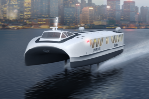 Artist rendering of prototype hydrofoil electric ferry