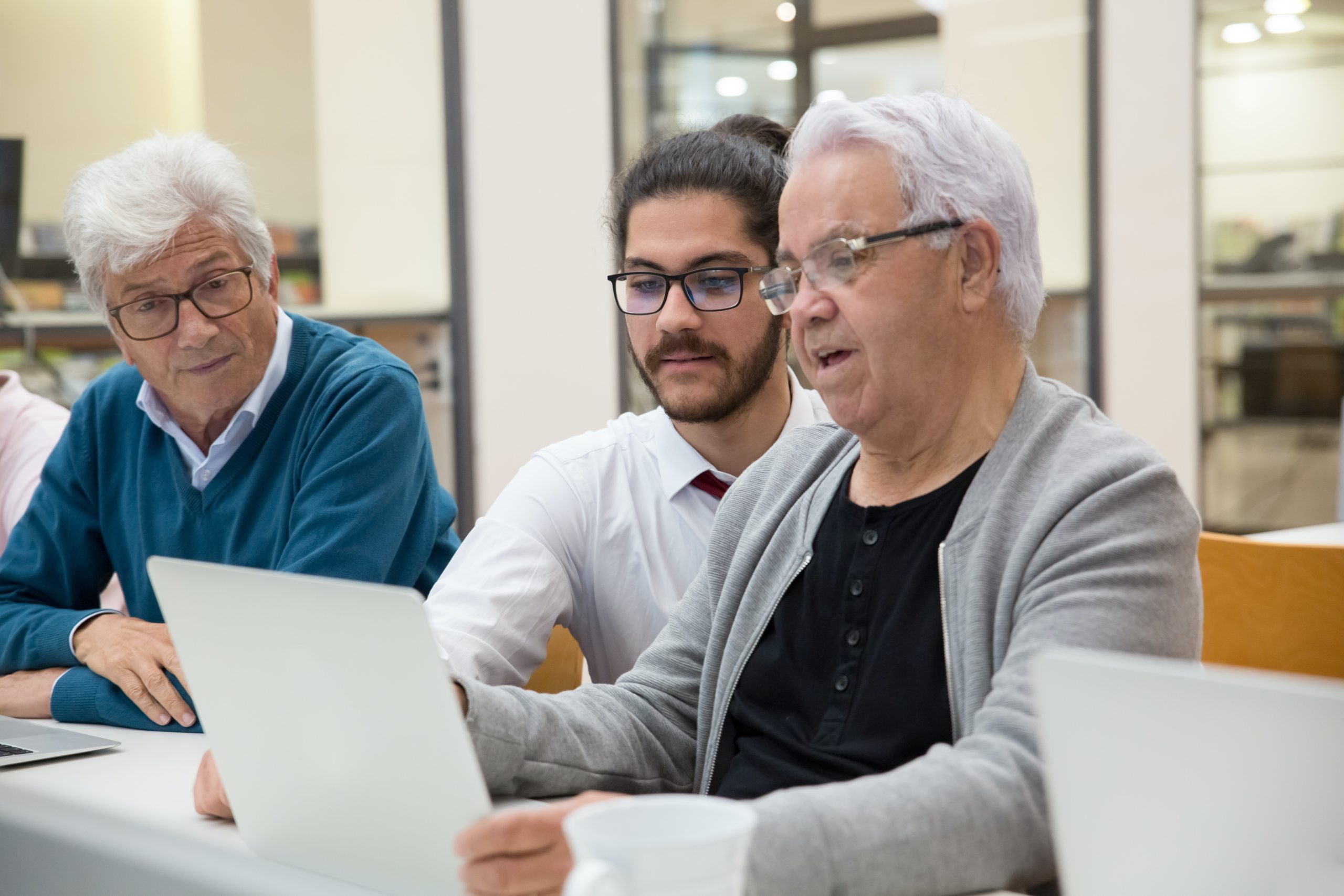 Older men using computers