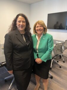 Photo of US SBA Administrator Isabelle Casillas Guzman and Lisa Brown in Seattle Sept. 2022