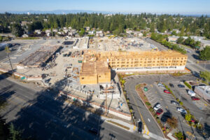 Aerial photo of Four Corners Apartment Complex in Everett