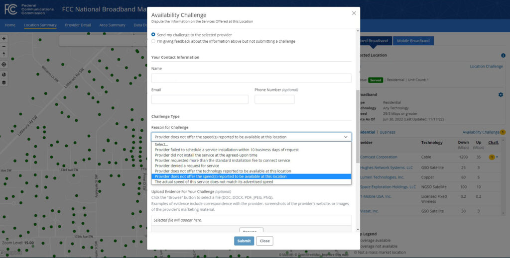 FCC National Broadband Map Availability Challenge