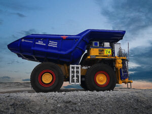 Photo of hybrid hydrogen and battery powered mining truck