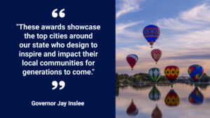 image of a quote form Gov Inslee with a photo of hot air balloons