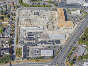 Aerial photo of construction site for large multi-family housing project