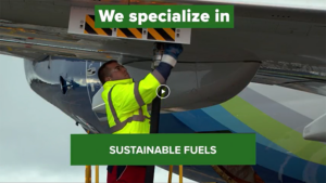 Photo of man fueling an airplane with sustainable aviation fuel
