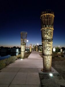 photo of Clover Island restoration project in Kennewick at night