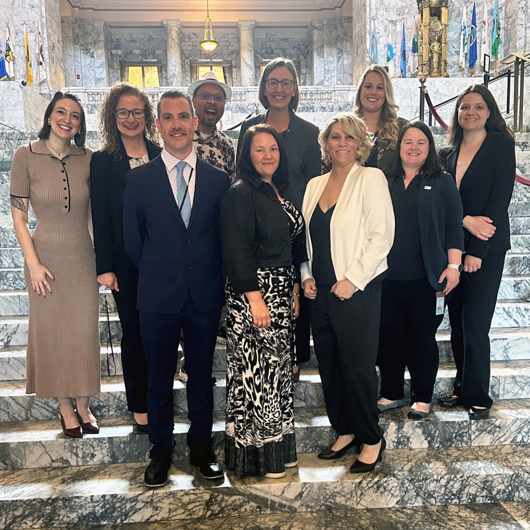Members of the Reentry Council and Commerce employees at the Legislative steps.
                    