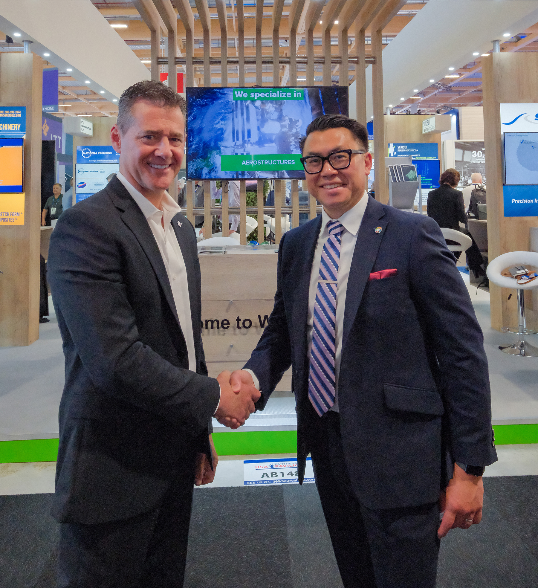 Paris Air Show 2025: Joe Nguyen with AMI President Bernie Rees.