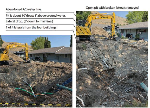 View of the sinkhole and damaged sewer lines in a residential neighborhood in the City of Pateros.